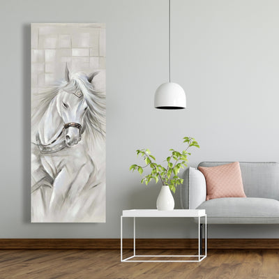 White Horse With His Mane In The Wind, Fine art gallery wrapped canvas 16x48