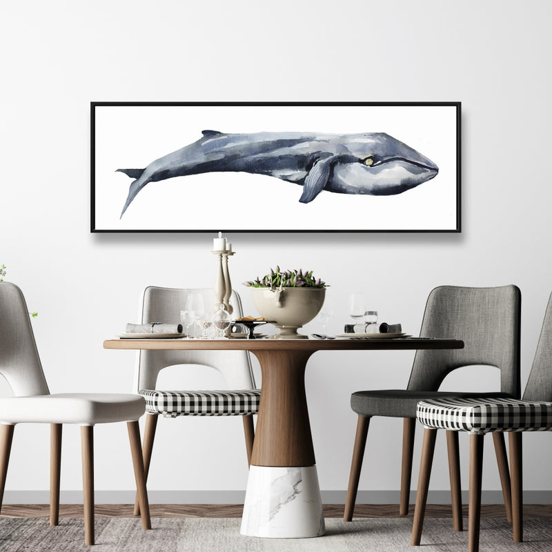 Watercolor Whale, Fine art gallery wrapped canvas 16x48