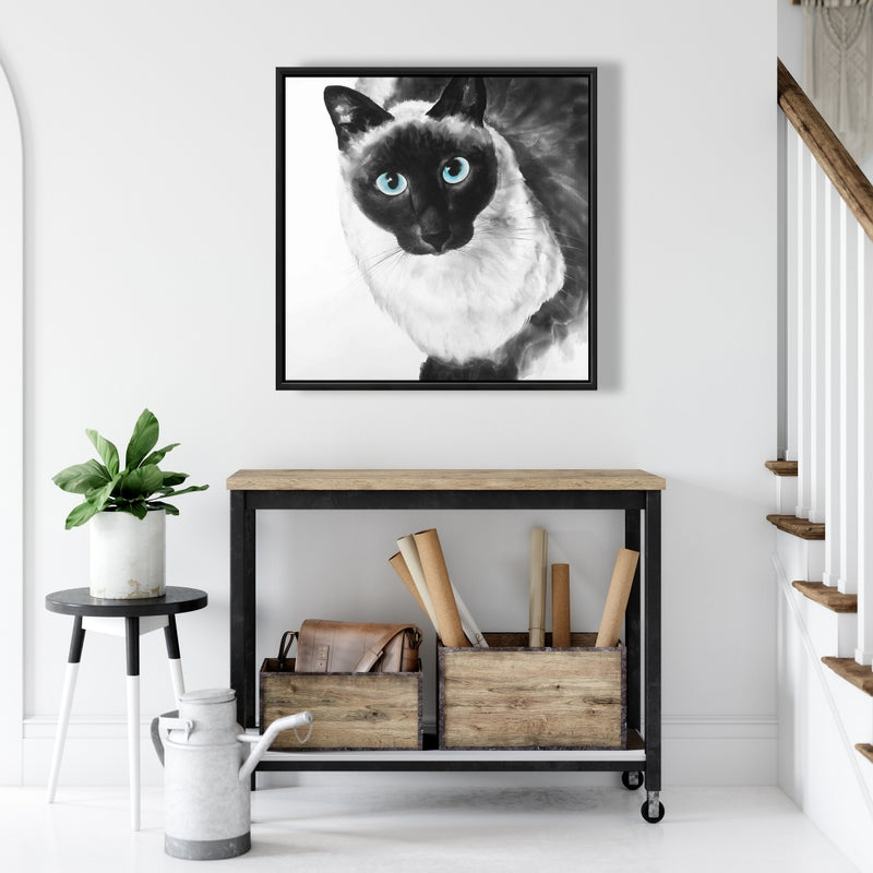Blue Eyes Siamese Cat, Fine art gallery wrapped canvas 24x36
