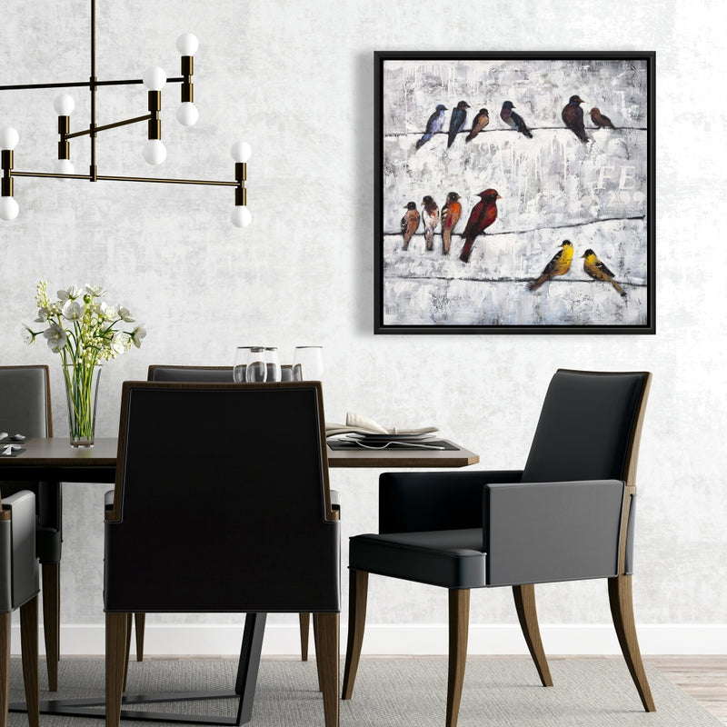 Colorful Birds On Branches, Fine art gallery wrapped canvas 16x48
