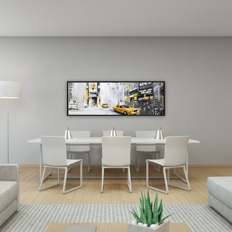 New York City With Taxis, Fine art gallery wrapped canvas 16x48