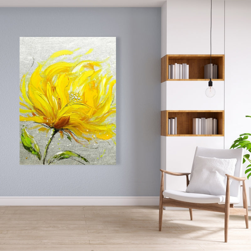 Yellow Fluffy Flower, Fine art gallery wrapped canvas 24x36