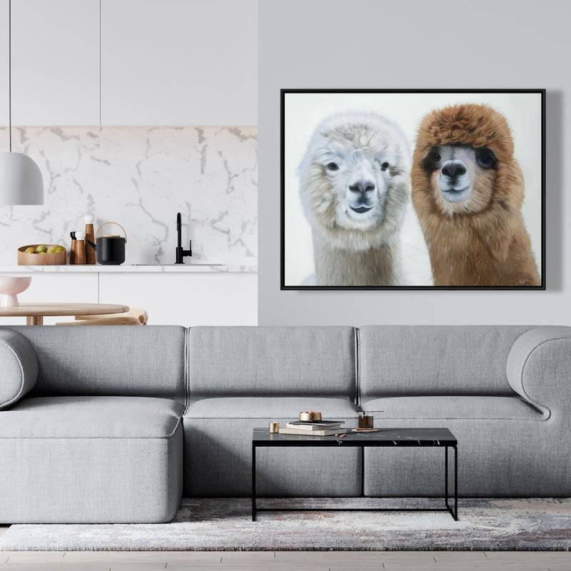 Two Lamas, Fine art gallery wrapped canvas 16x48