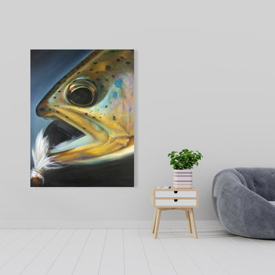 Golden Trout With Fly Fishing Flie, Fine art gallery wrapped canvas 24x36
