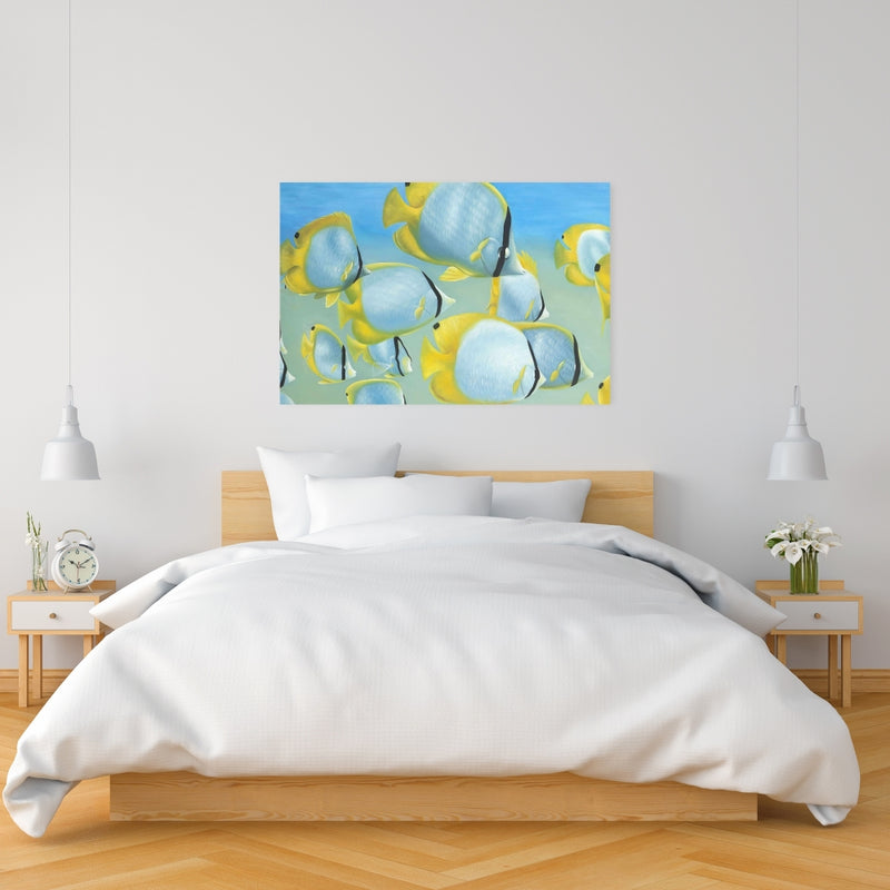 Butterfly Fishes, Fine art gallery wrapped canvas 16x48