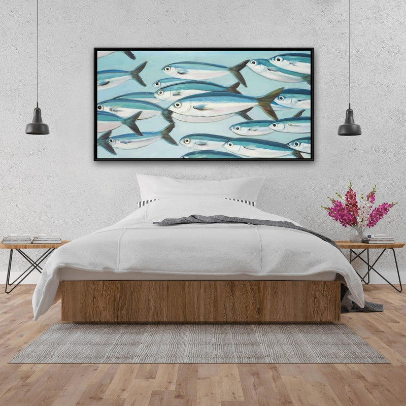 Small Fish Of Caesio Caerulaurea, Fine art gallery wrapped canvas 16x48