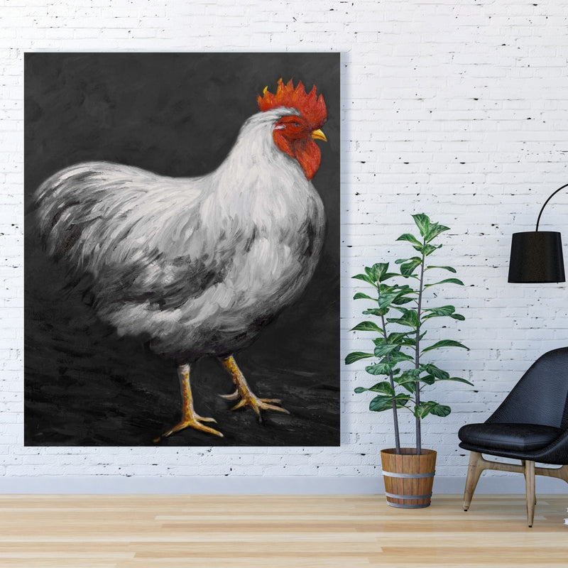 Grey Rooster 2, Fine art gallery wrapped canvas 24x36