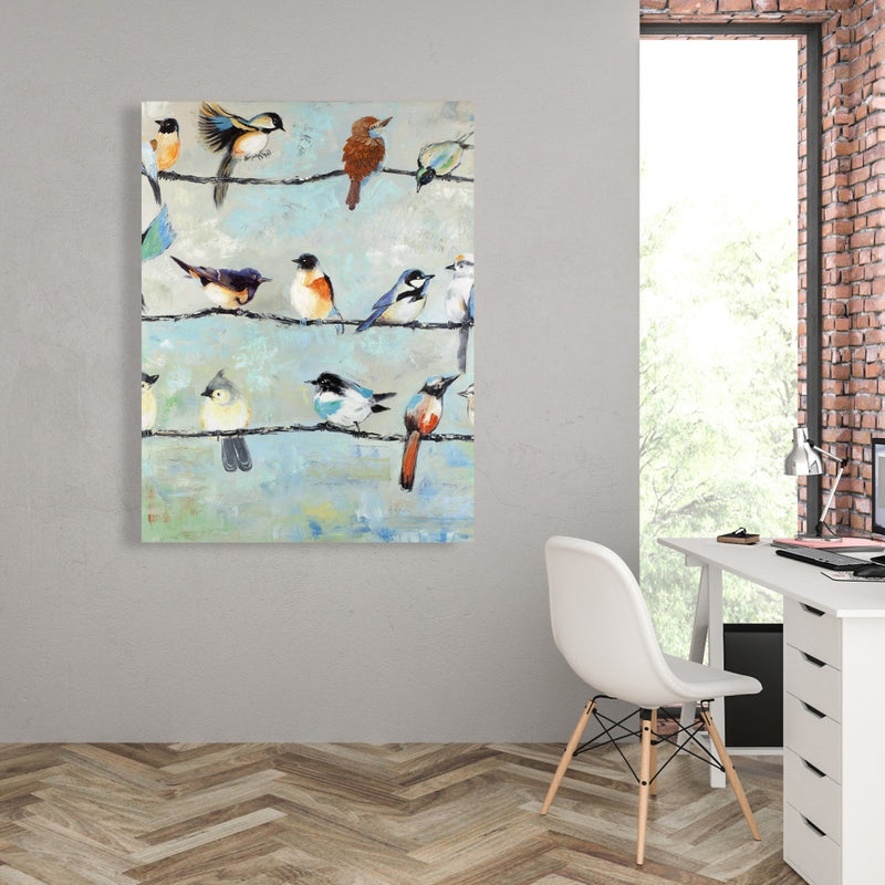 Small Colorful Birds, Fine art gallery wrapped canvas 16x48