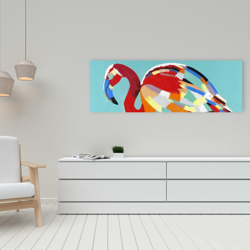 Abstract Flamingo, Fine art gallery wrapped canvas 16x48