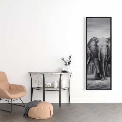 Herd Of Elephants, Fine art gallery wrapped canvas 16x48