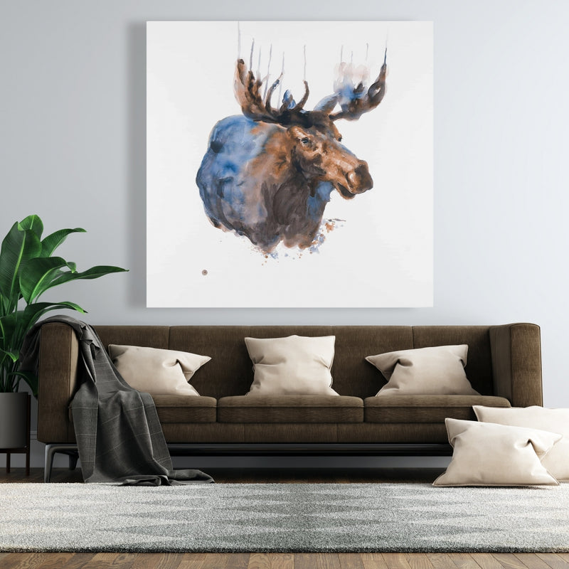 Abstract Blue Moose, Fine art gallery wrapped canvas 24x36