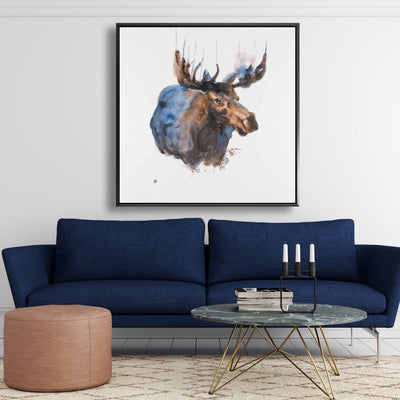 Abstract Blue Moose, Fine art gallery wrapped canvas 24x36