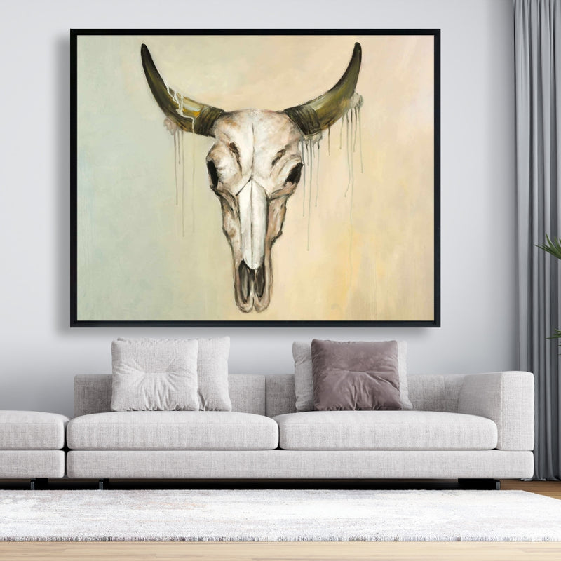 Color Fading Bull Skull, Fine art gallery wrapped canvas 24x36