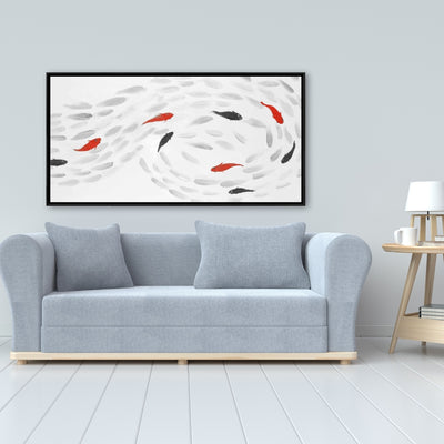 Swimming Fish Swirl, Fine art gallery wrapped canvas 16x48