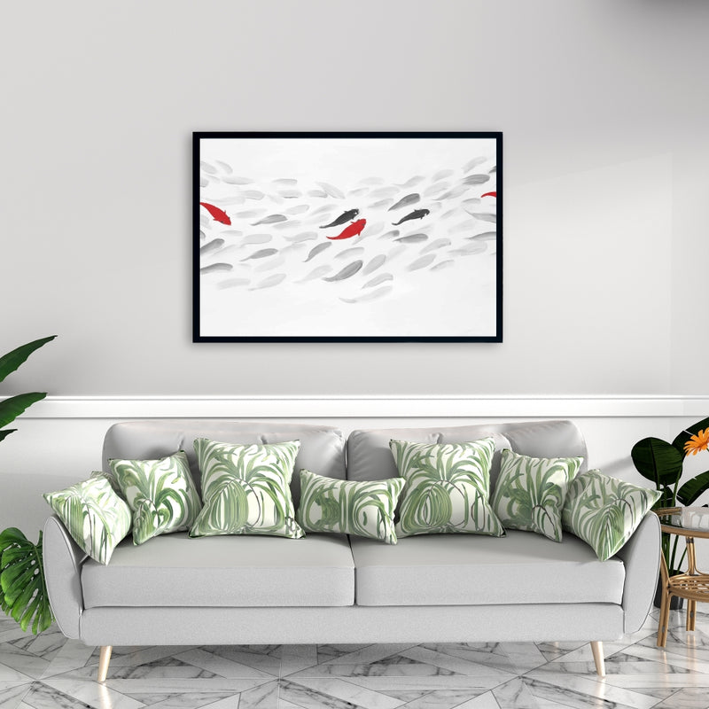 Swimming Fish Wave, Fine art gallery wrapped canvas 16x48