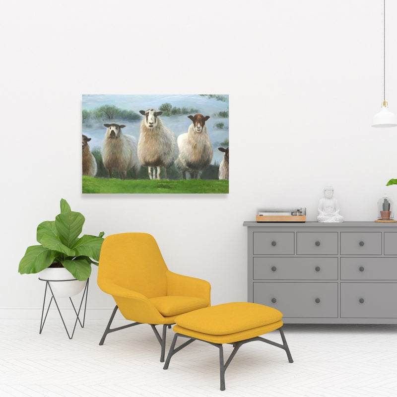 Flock Of Sheep, Fine art gallery wrapped canvas 16x48