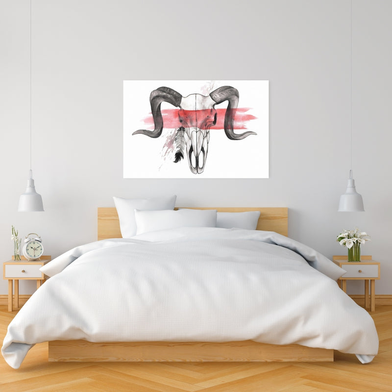 Aries Skull With Feather, Fine art gallery wrapped canvas 24x36