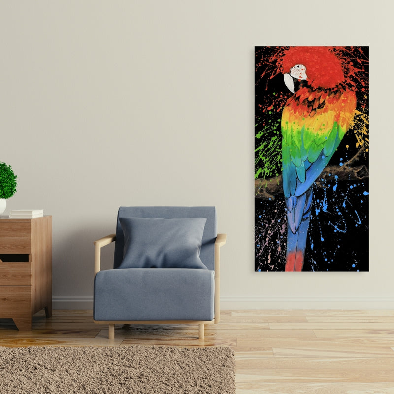 Rainbow Parrot, Fine art gallery wrapped canvas 16x48