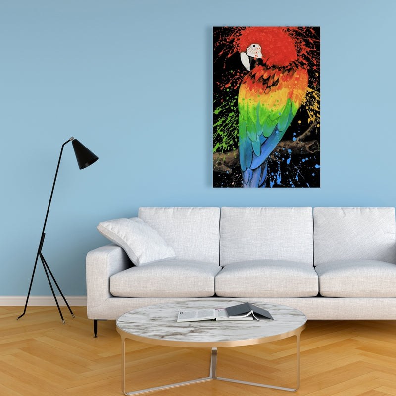 Rainbow Parrot, Fine art gallery wrapped canvas 16x48