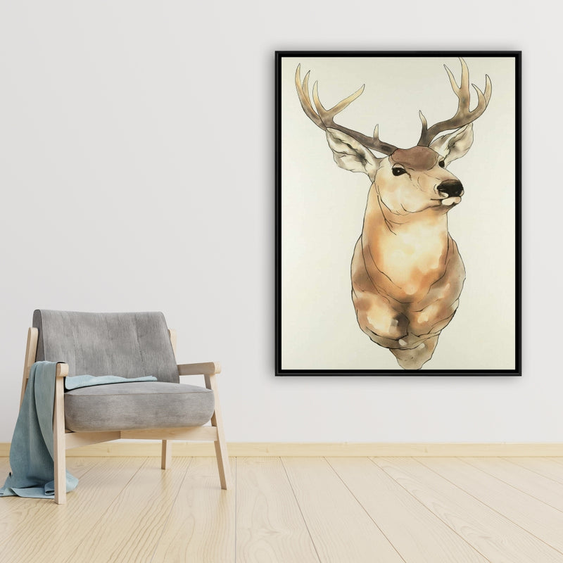 Deer Portrait, Fine art gallery wrapped canvas 36x36