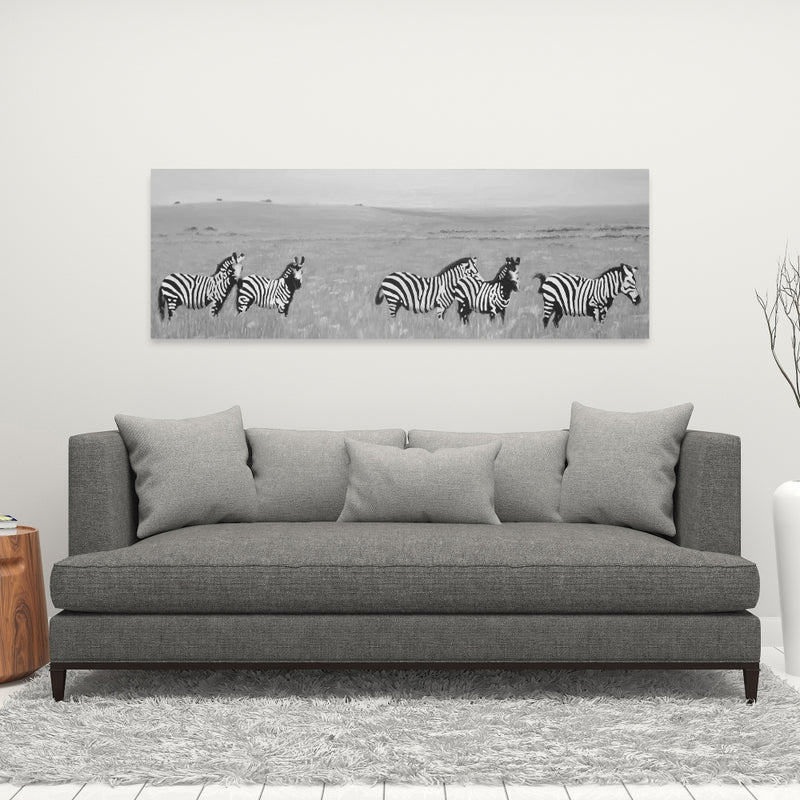 Zebras In The Savannah, Fine art gallery wrapped canvas 16x48