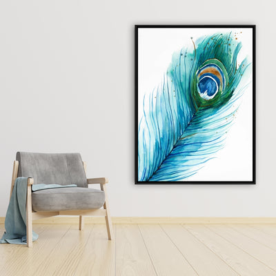 Long Peacock Feather, Fine art gallery wrapped canvas 16x48