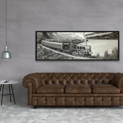 Vintage Passenger Locomotive , Fine art gallery wrapped canvas 16x48