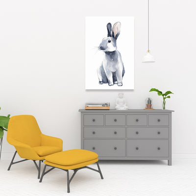 Gray Curious Rabbit, Fine art gallery wrapped canvas 24x36