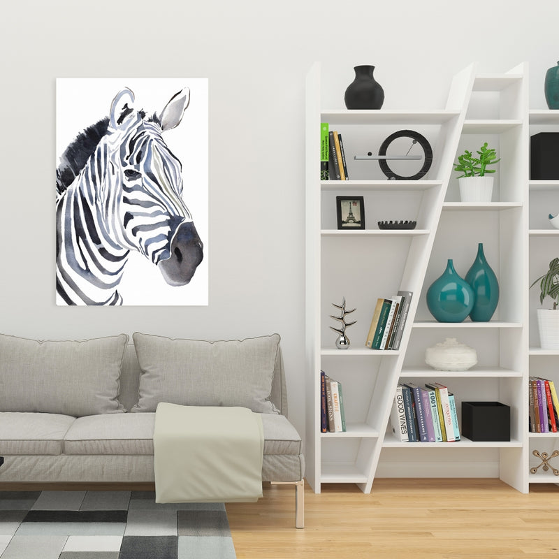 Watercolor Zebra, Fine art gallery wrapped canvas 24x36