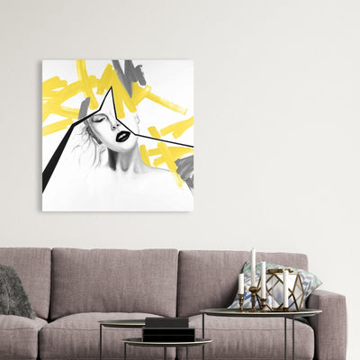 Woman With Yellow Line, Fine art gallery wrapped canvas 24x36