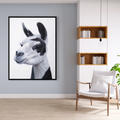 Black & White Lama, Fine art gallery wrapped canvas 16x48