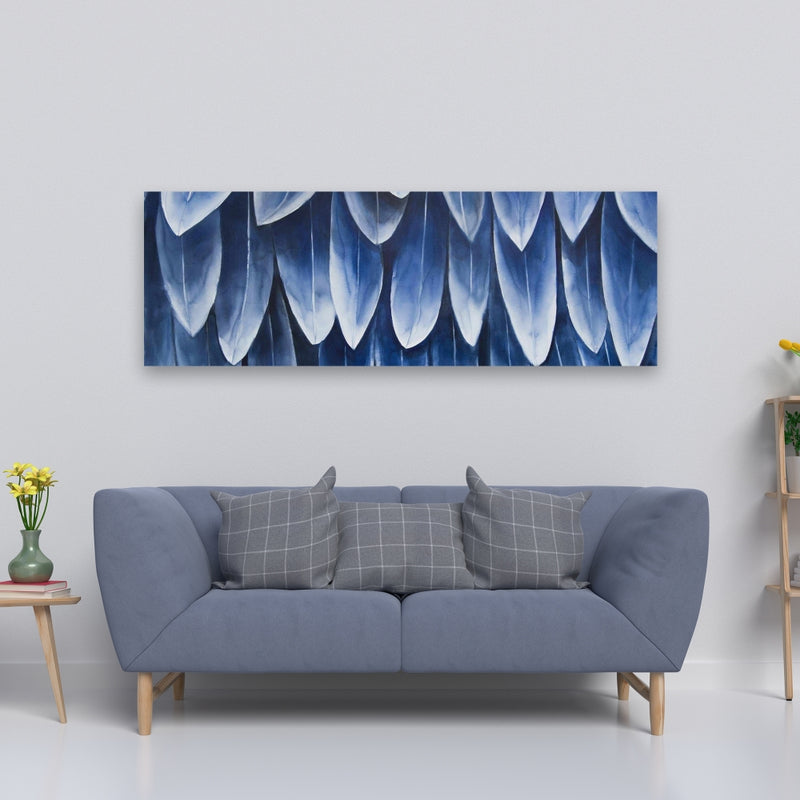 Plumage Blue, Fine art gallery wrapped canvas 16x48