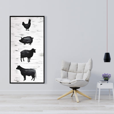 Farm Animals, Fine art gallery wrapped canvas 16x48