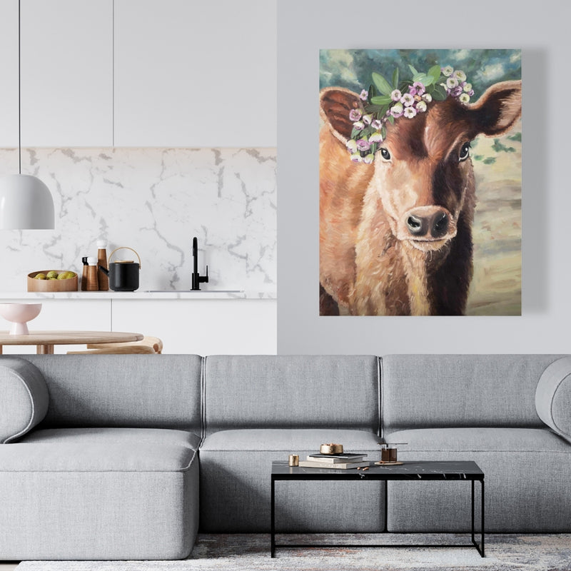 Cute Jersey Cow, Fine art gallery wrapped canvas 24x36