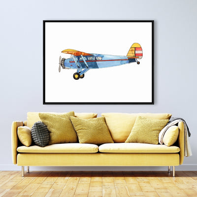 Small Blue Plane, Fine art gallery wrapped canvas 16x48
