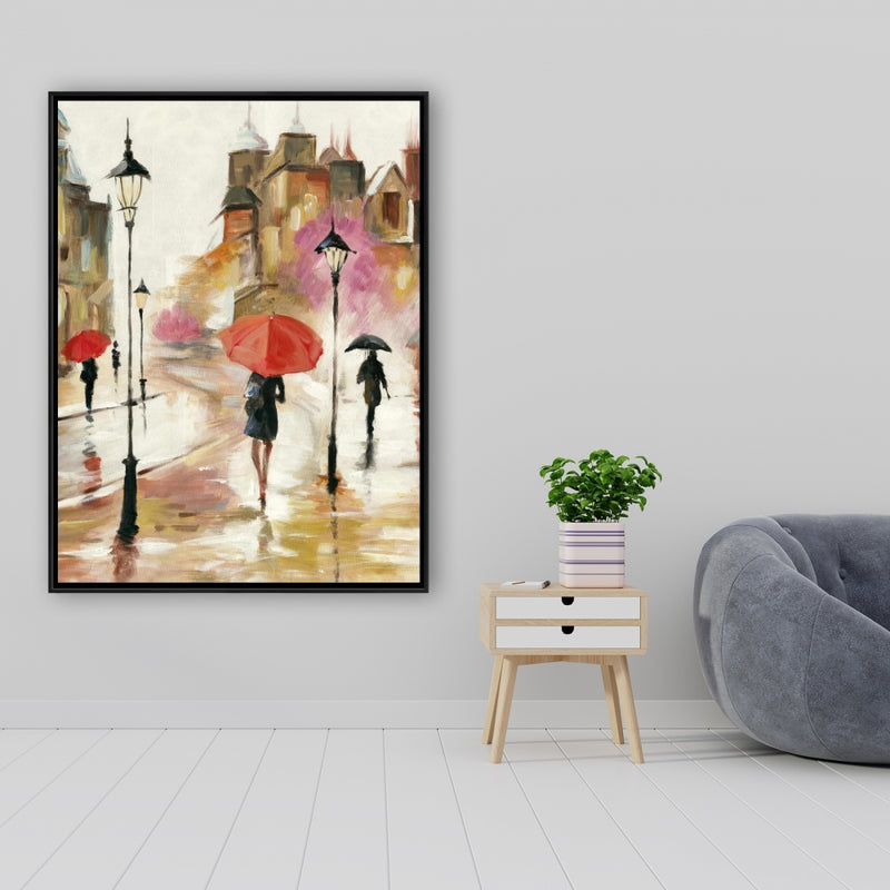 Passersby Under Their Umbrellas, Fine art gallery wrapped canvas 24x36