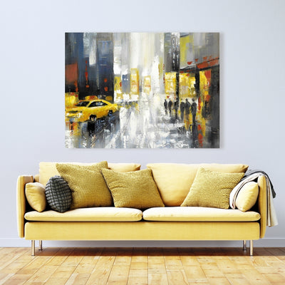 Rainy Busy Street, Fine art gallery wrapped canvas 16x48