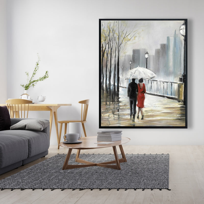 Couple Walking Under The Rain, Fine art gallery wrapped canvas 24x36