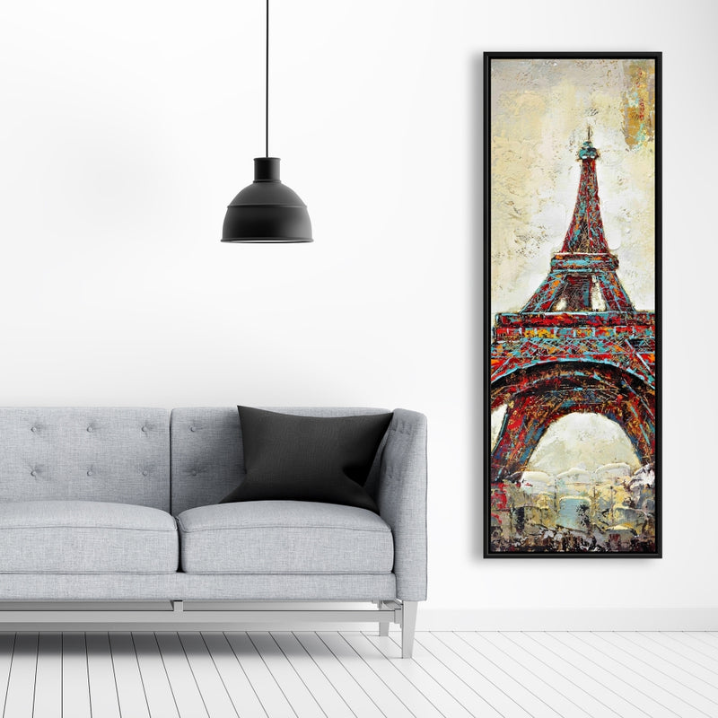 Abstract Eiffel Tower, Fine art gallery wrapped canvas 16x48