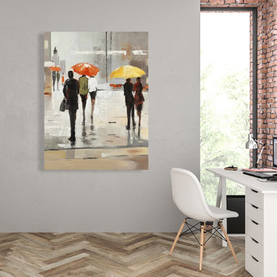 Abstract Passersby With Umbrellas, Fine art gallery wrapped canvas 24x36