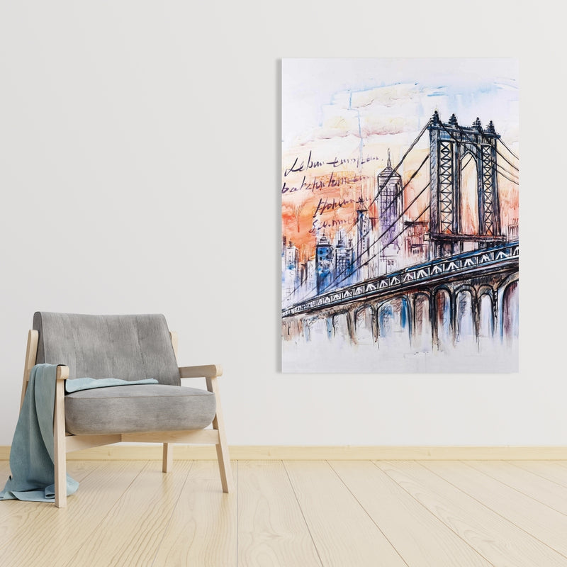 Bridge Sketch, Fine art gallery wrapped canvas 24x36