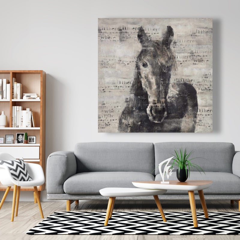 Abstract Horse With Typography, Fine art gallery wrapped canvas 24x36