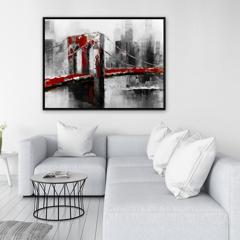 Abstract And Red Brooklyn Bridge, Fine art gallery wrapped canvas 24x36