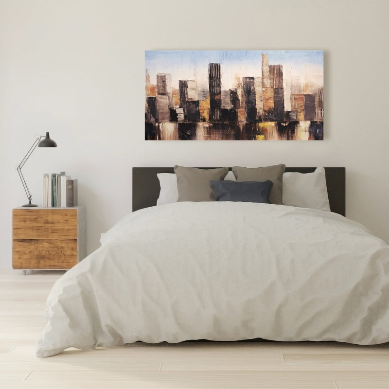 Striped Abstract Buildings, Fine art gallery wrapped canvas 16x48