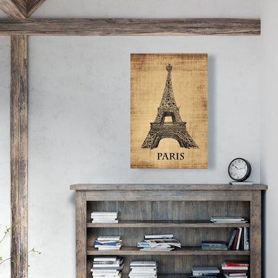 Eiffel Tower Illustration, Fine art gallery wrapped canvas 24x36