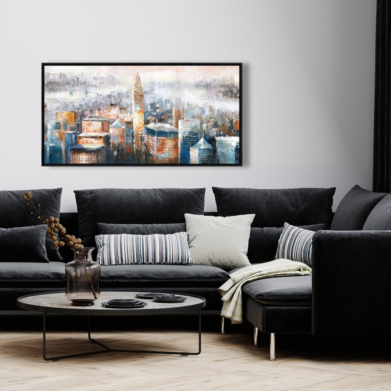Cityscape Of New York With The Chrysler Building, Fine art gallery wrapped canvas 16x48