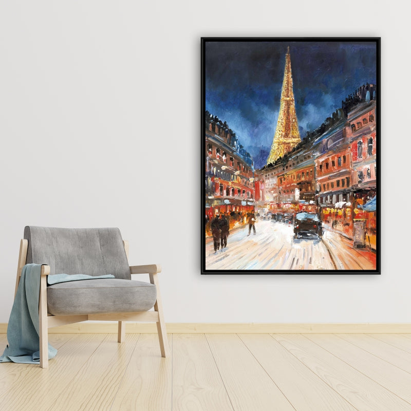 Illuminated Paris, Fine art gallery wrapped canvas 16x48