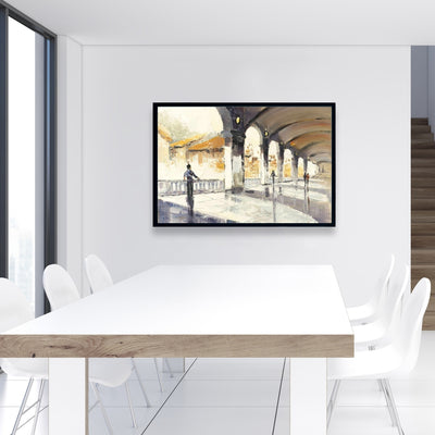 People In A Spacious Hall, Fine art gallery wrapped canvas 16x48