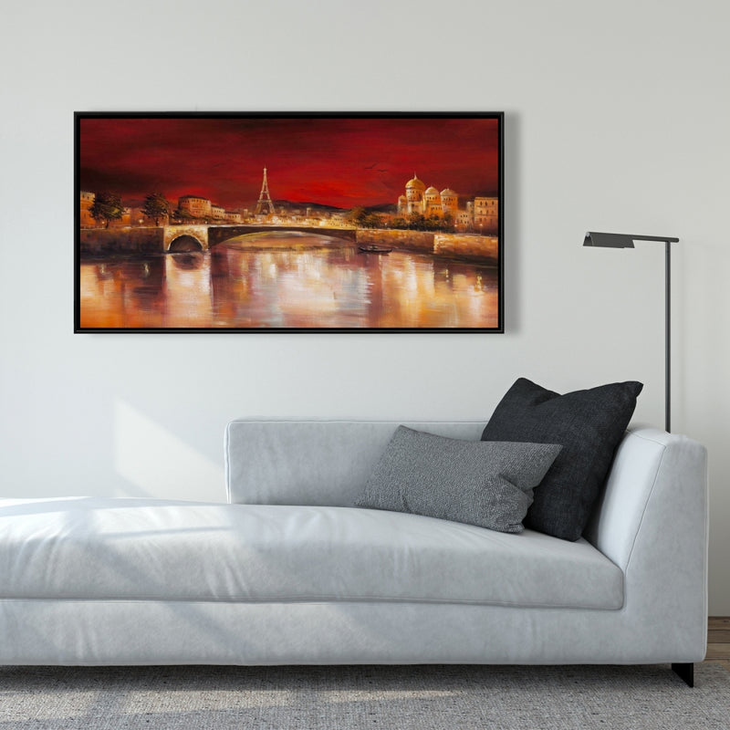 Paris By Red Dawn, Fine art gallery wrapped canvas 16x48