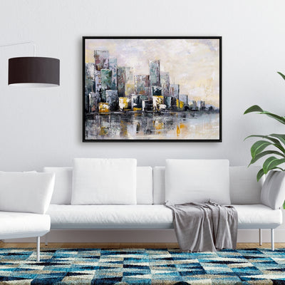 Abstract Cityscape In The Morning, Fine art gallery wrapped canvas 24x36